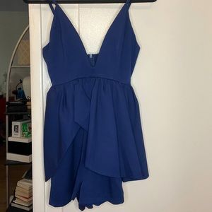 Deep V Royal Blue Romper